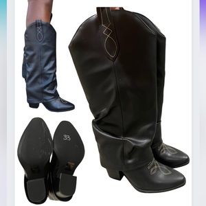 Lucca Black Fold Over Boots